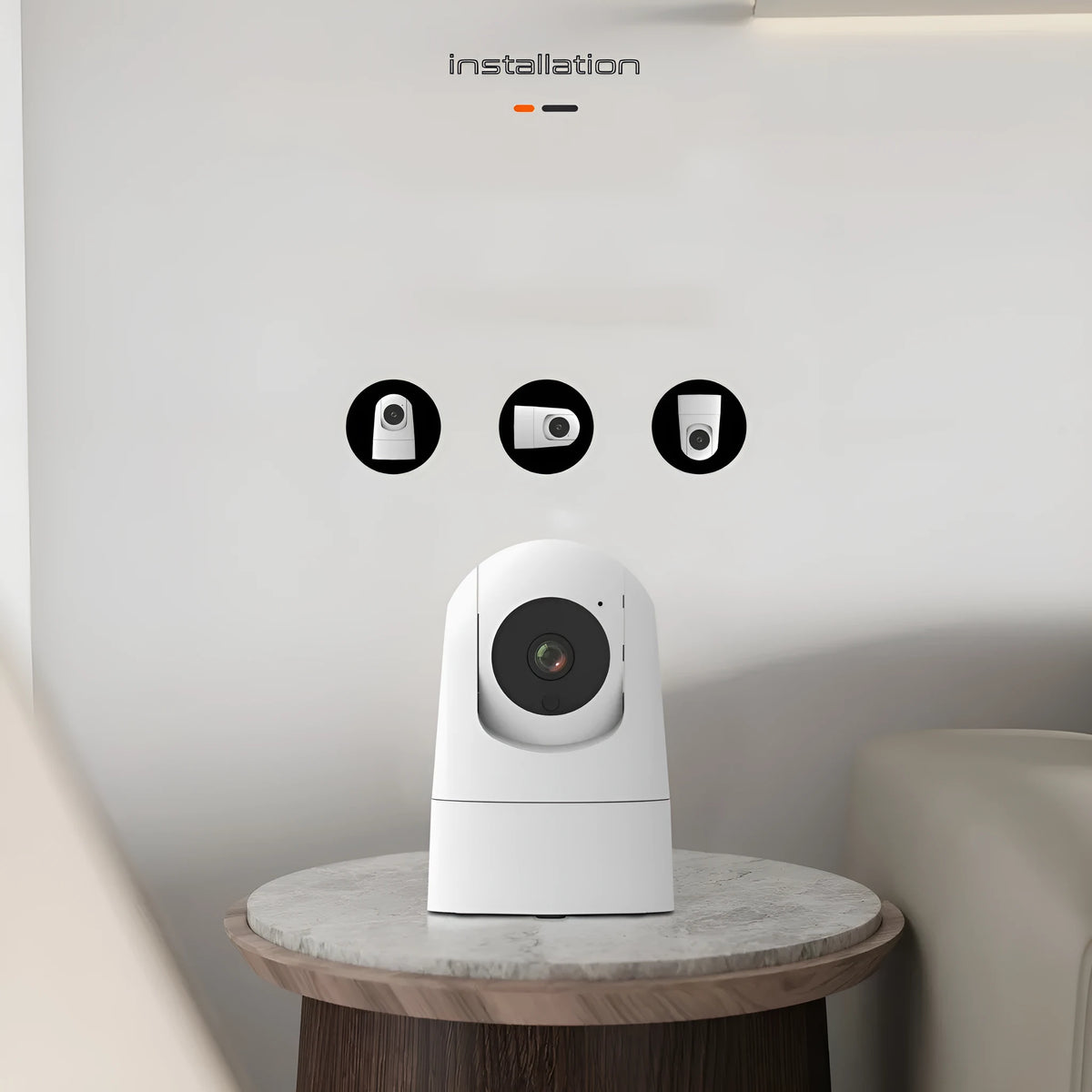 Indoor security camera with pan/tilt capability and two-way audio function