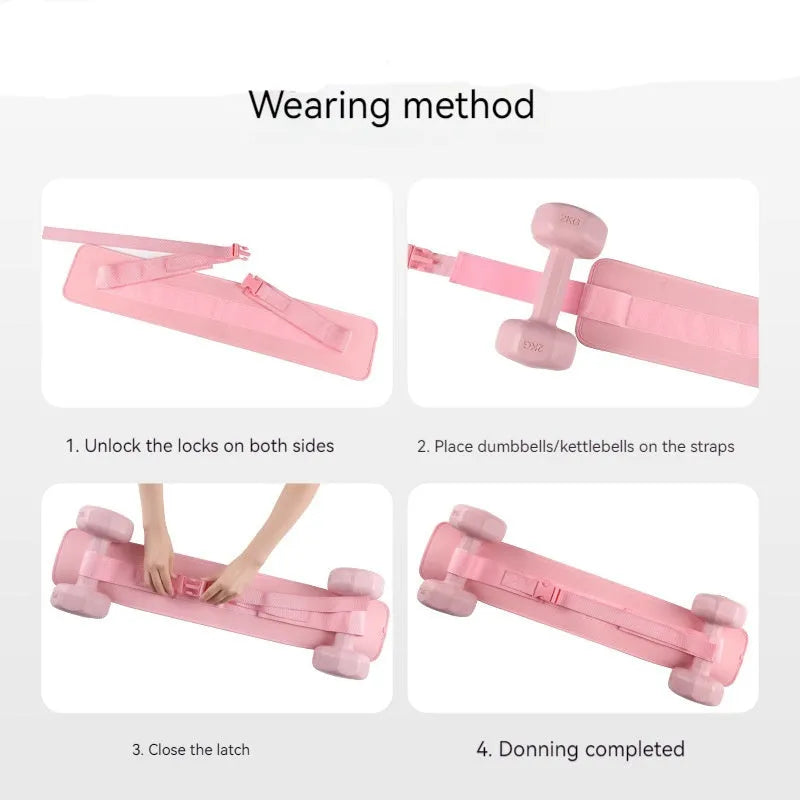 Black and pink adjustable hip bridge auxiliary strap for weight bearing fitness training