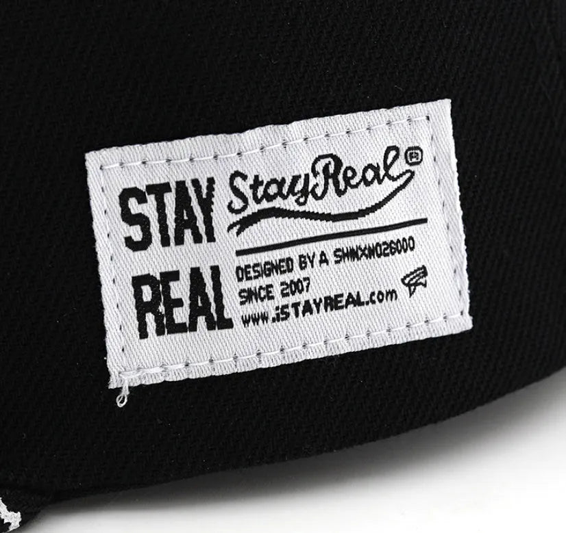 Adjustable cotton baseball cap in dome crown style, available in black and white colours