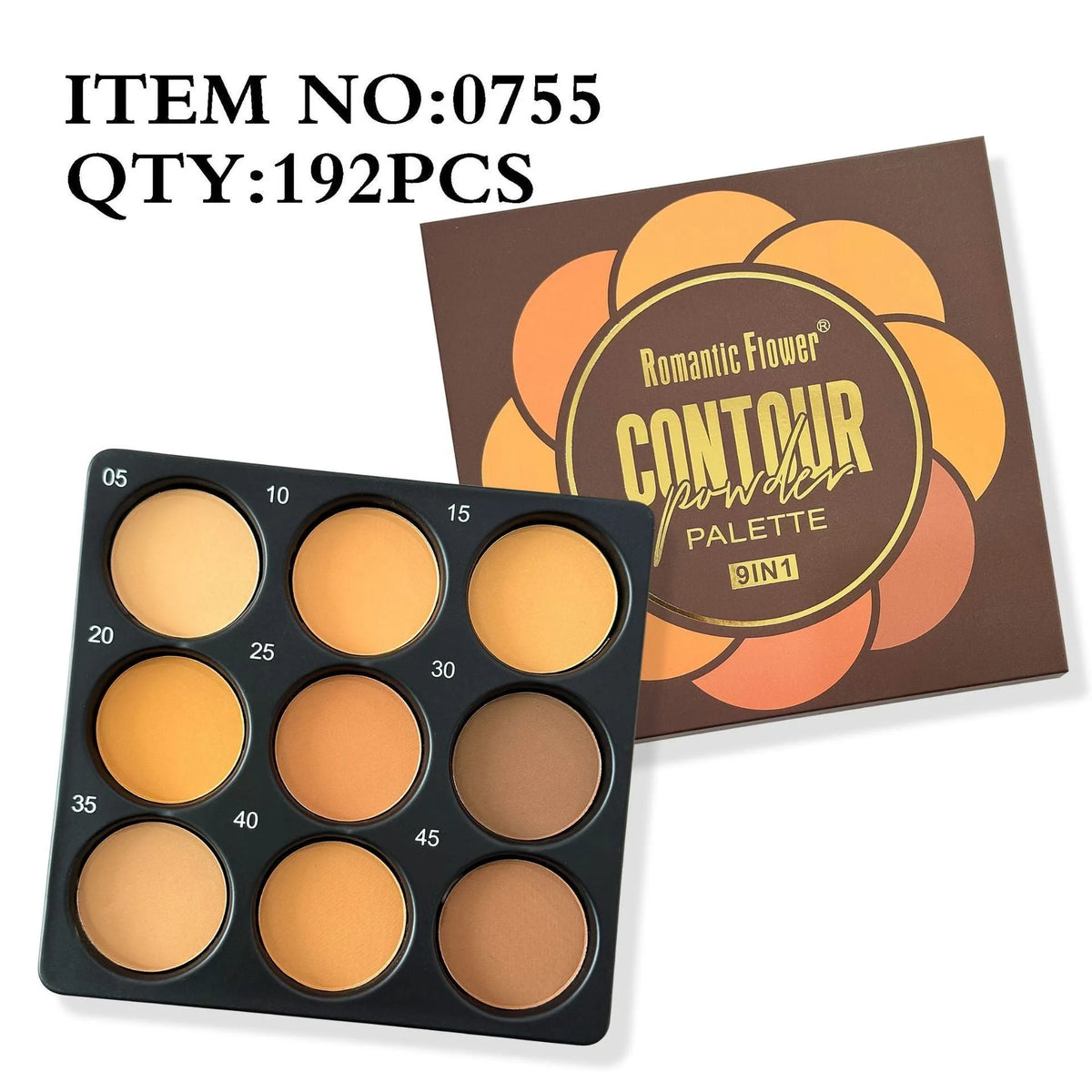 Dark matte makeup palette with nine waterproof colours in repair disk case