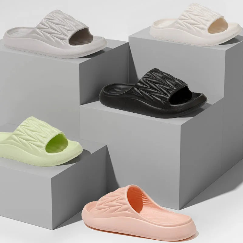Leaf texture design EVA household slippers in multiple colours with non-slip soles