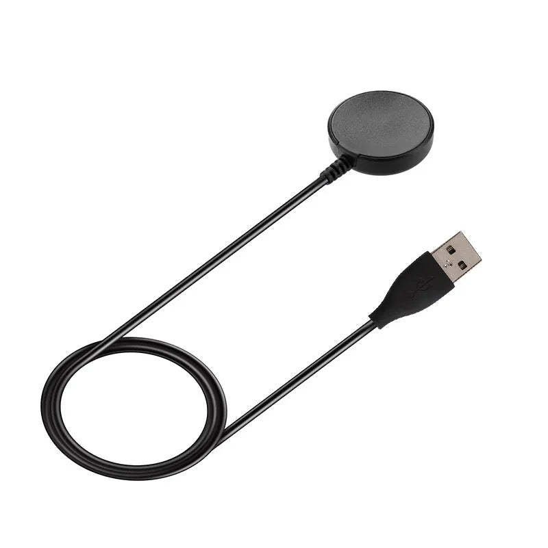 Black USB wireless watch charger measuring 34mm for smartwatches and fitness trackers