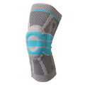 Sky blue elastic fibre silicone knee pads for running and basketball protection in S, M, L, XL sizes