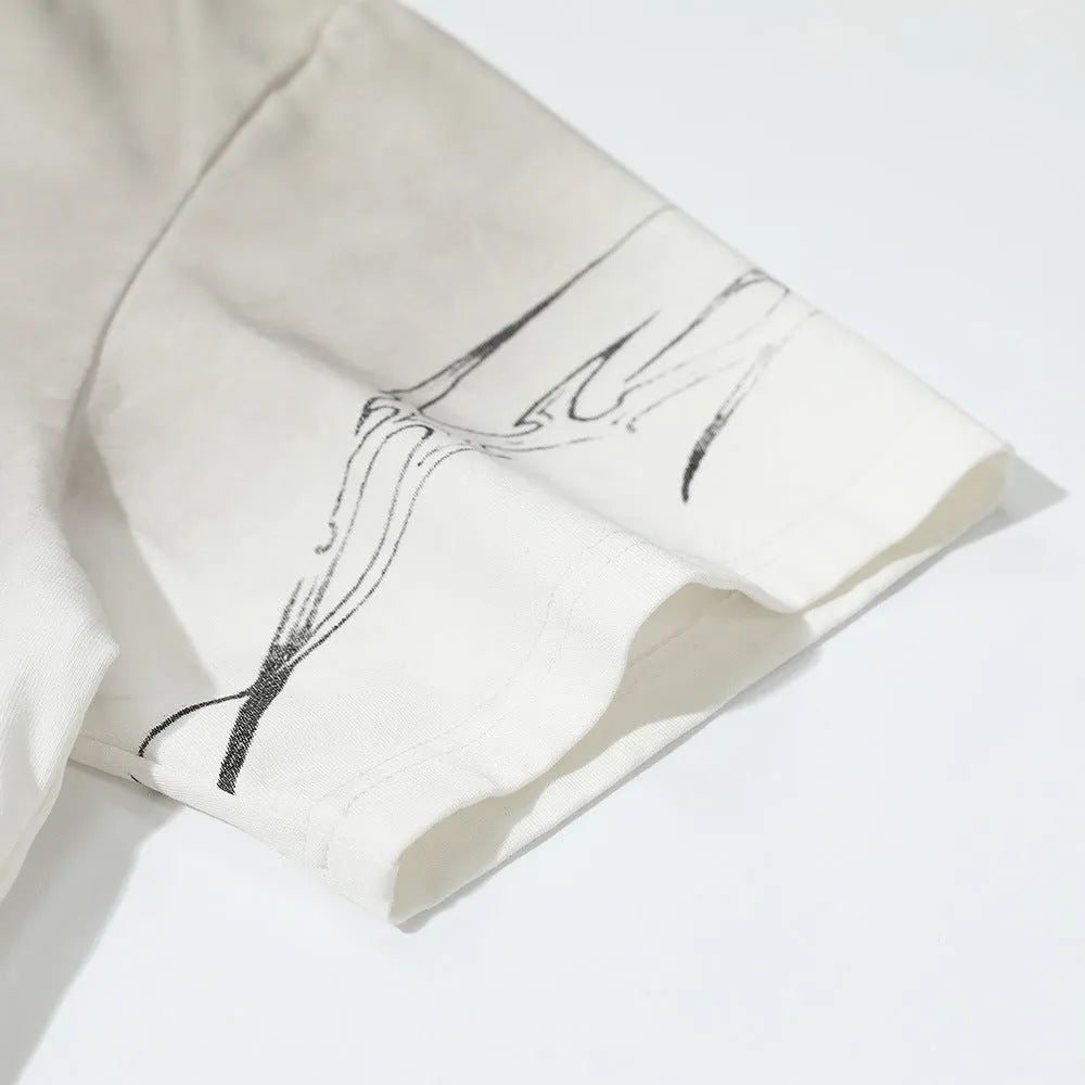 Men's pure cotton short-sleeved t-shirt with print, shown in white and black colour options.