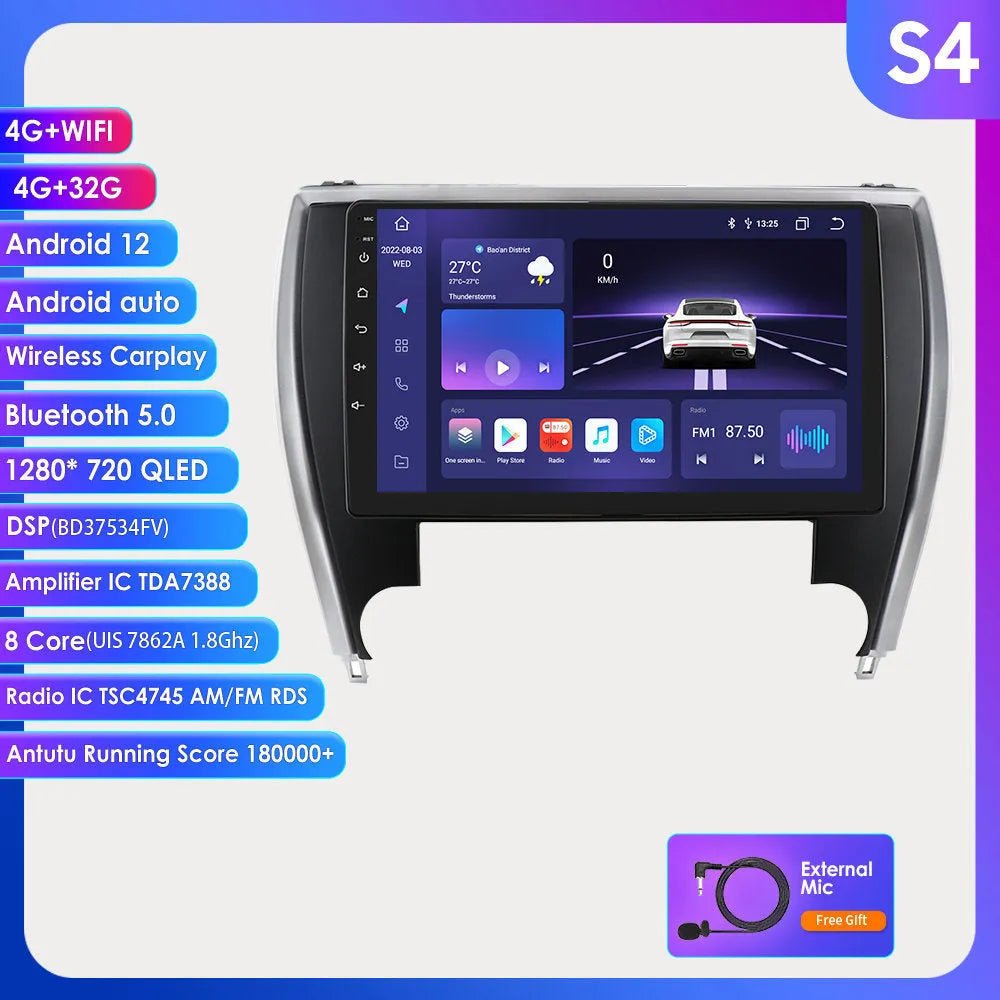 10-inch car navigator MP5 unit for 2015 Toyota Camry with metal ABS housing