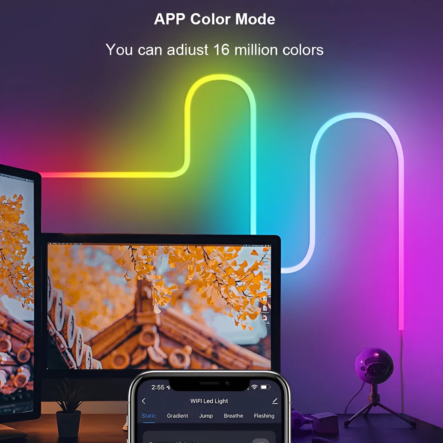 3-metre RGB LED neon light strip with remote control for Bluetooth music synchronisation