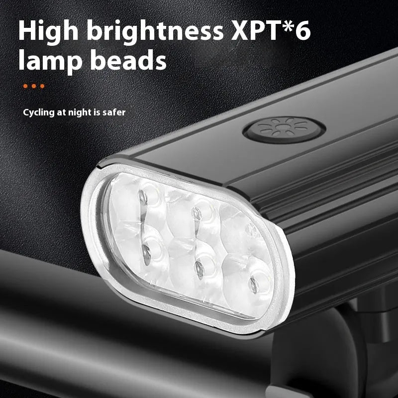 Aluminium alloy bicycle headlight with six XPT lamp beads and USB Type-C charging port