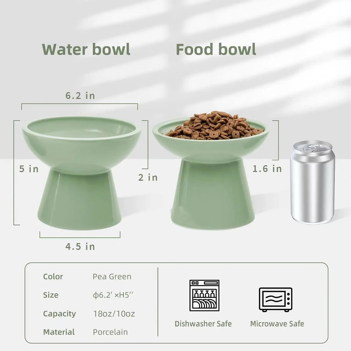 Extra wide elevated ceramic cat bowl set in blue colour showing food and water bowls