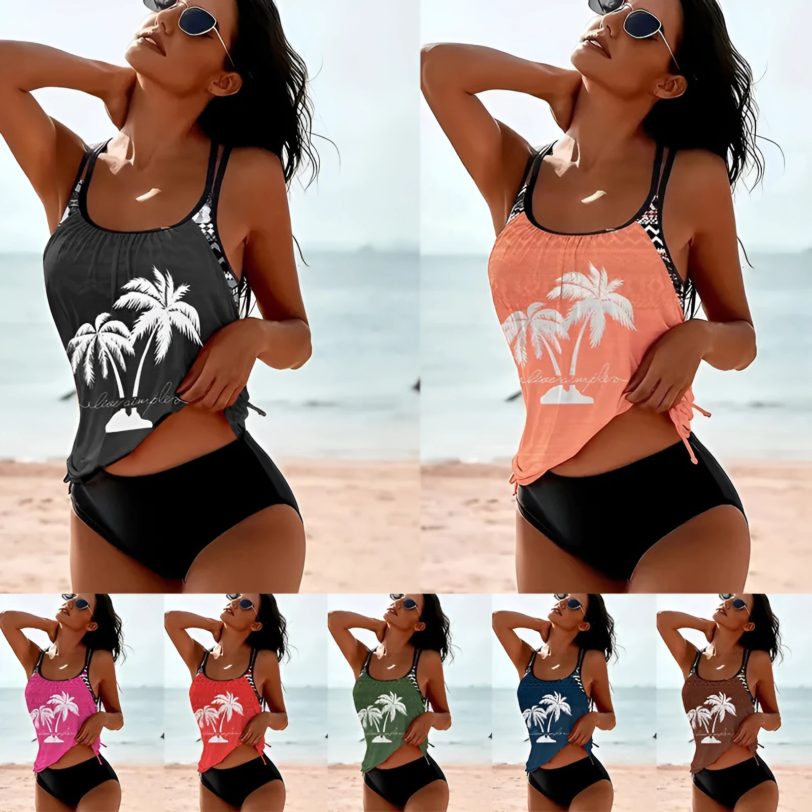 Loose fit women's bikini briefs in multiple colours including navy blue and red.