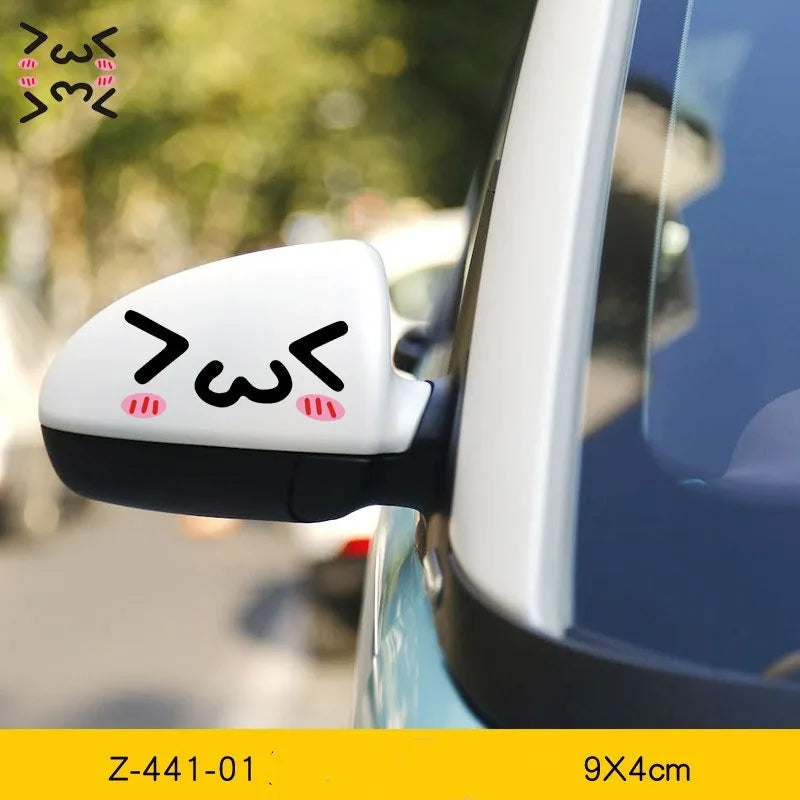 Reflective cartoon eye car stickers for rearview mirror decoration on electric vehicles