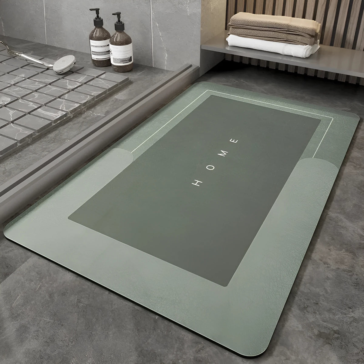 Lake Baikal Blue oval blended machine woven bathroom floor mat 40x60cm