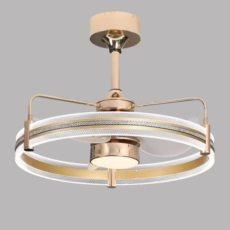 60cm ceiling fan light with remote control, ABS blades, acrylic shade, black or gold, 80W+30W