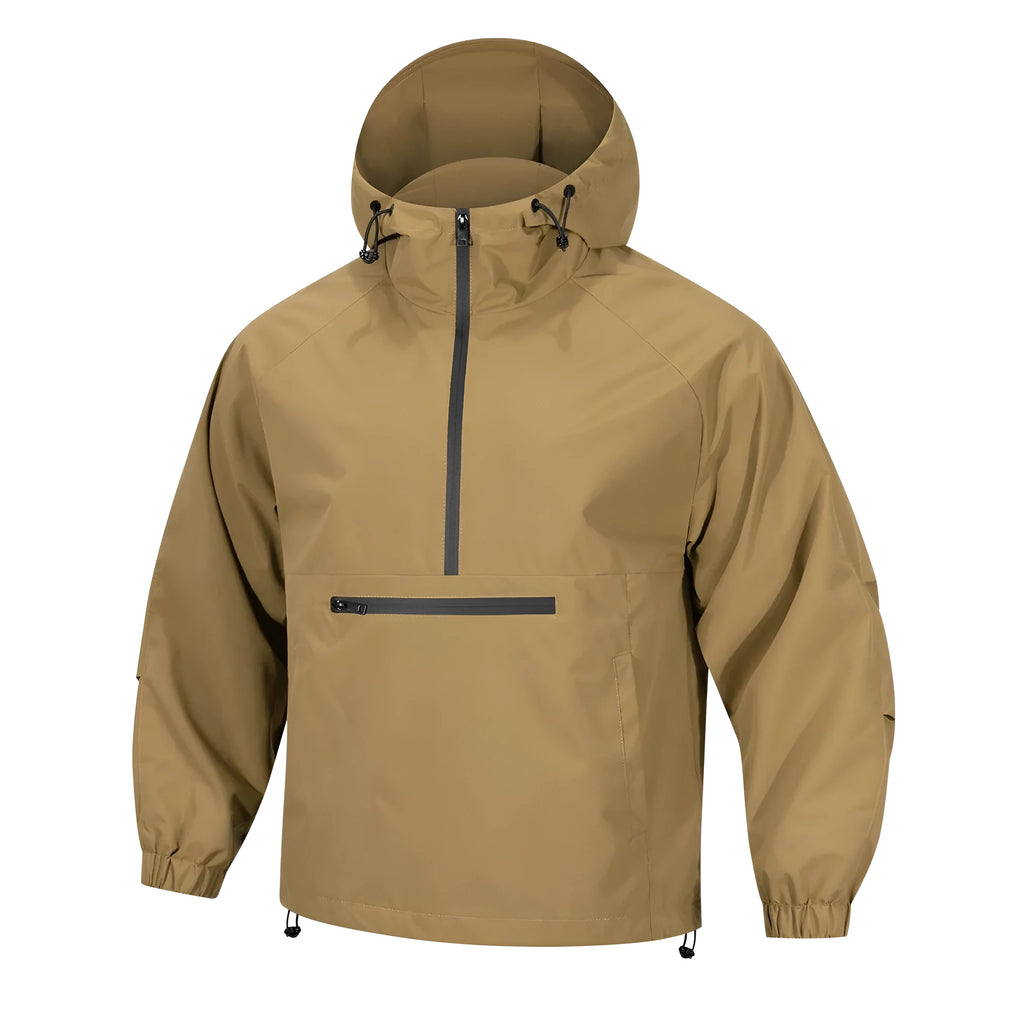 Men's Korean-style loose corduroy hooded jacket with half-zip closure in light grey colour