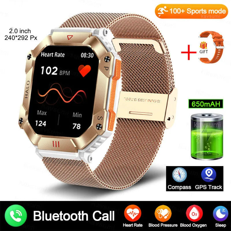 Women's Android GPS fitness smart watch with titanium alloy case showing multiple band options