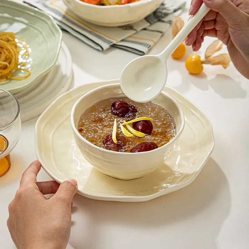 Seven-piece solid colour ceramic tableware set in box with Japanese minimalist design