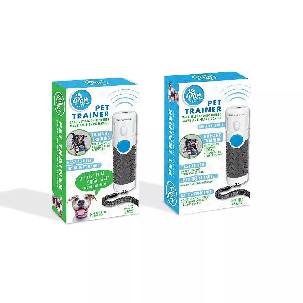 White handheld ultrasonic dog bark stop trainer device with ABS plastic construction