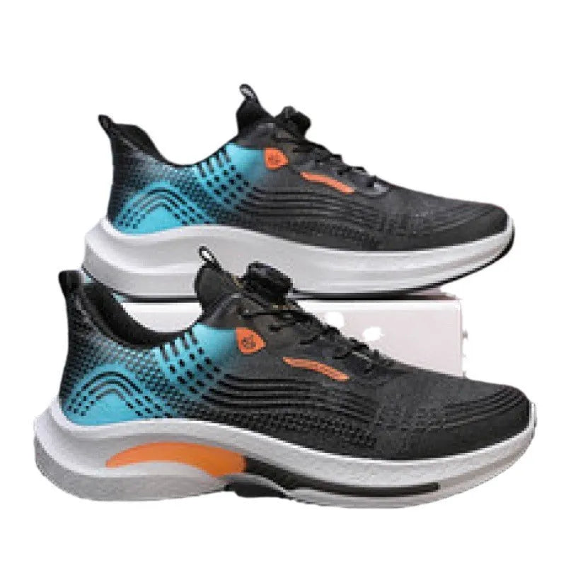 Men's low-top mesh sneakers with a rotating buckle closure, shown in multiple colour options.