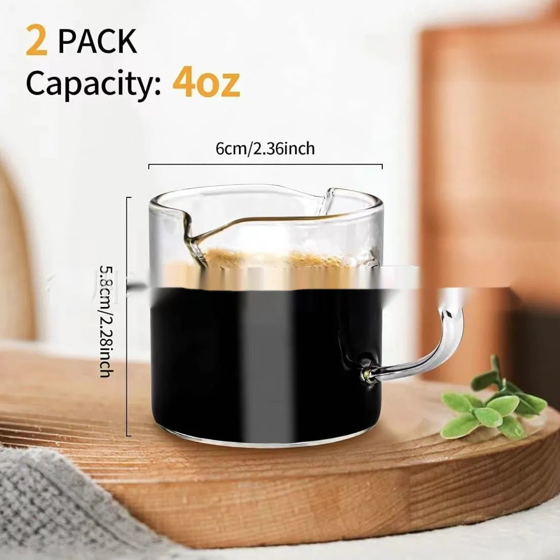 White transparent double mouth glass coffee cup minimalist design