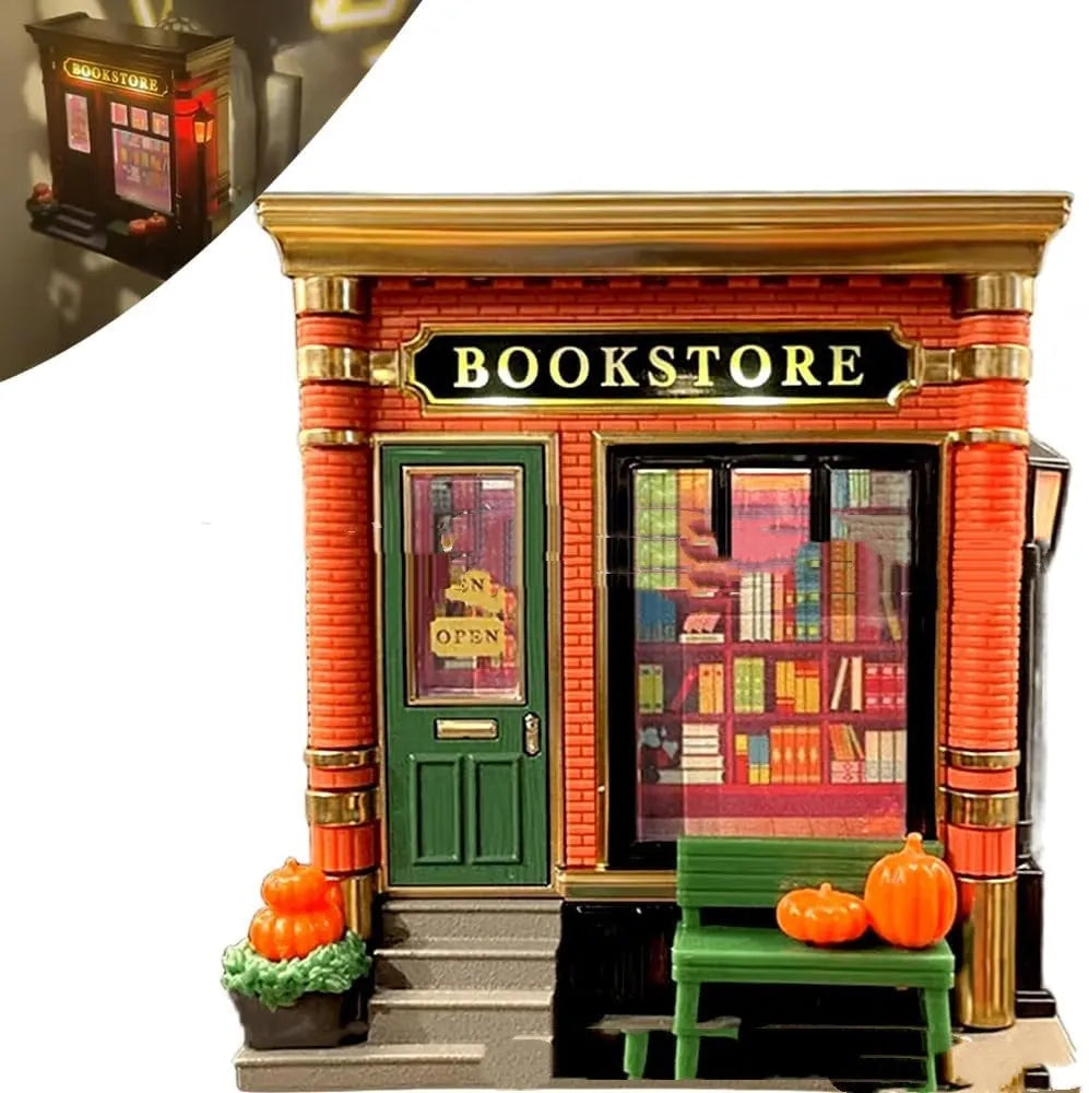 Christmas cartoon house small night lamp ornament made from plastic and resin materials