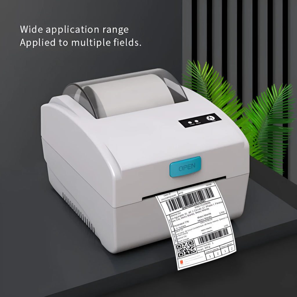 White Bluetooth thermal label printer with USB connectivity for shipping labels