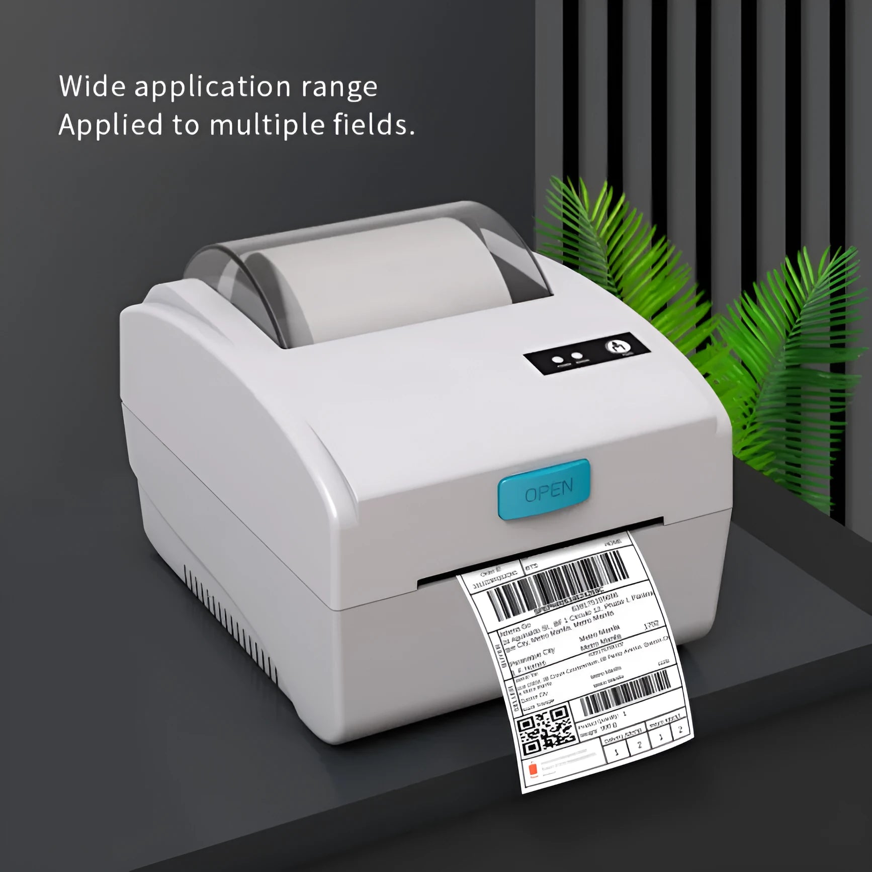 White Bluetooth thermal label printer with USB connectivity for shipping labels