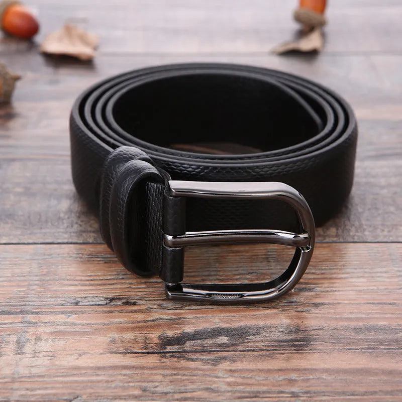 Men's business belt with alloy pin buckle in elephant pattern design