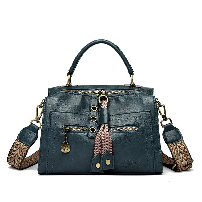 Women's one-shoulder crossbody bag in soft PU material with retro styling and horizontal square shape