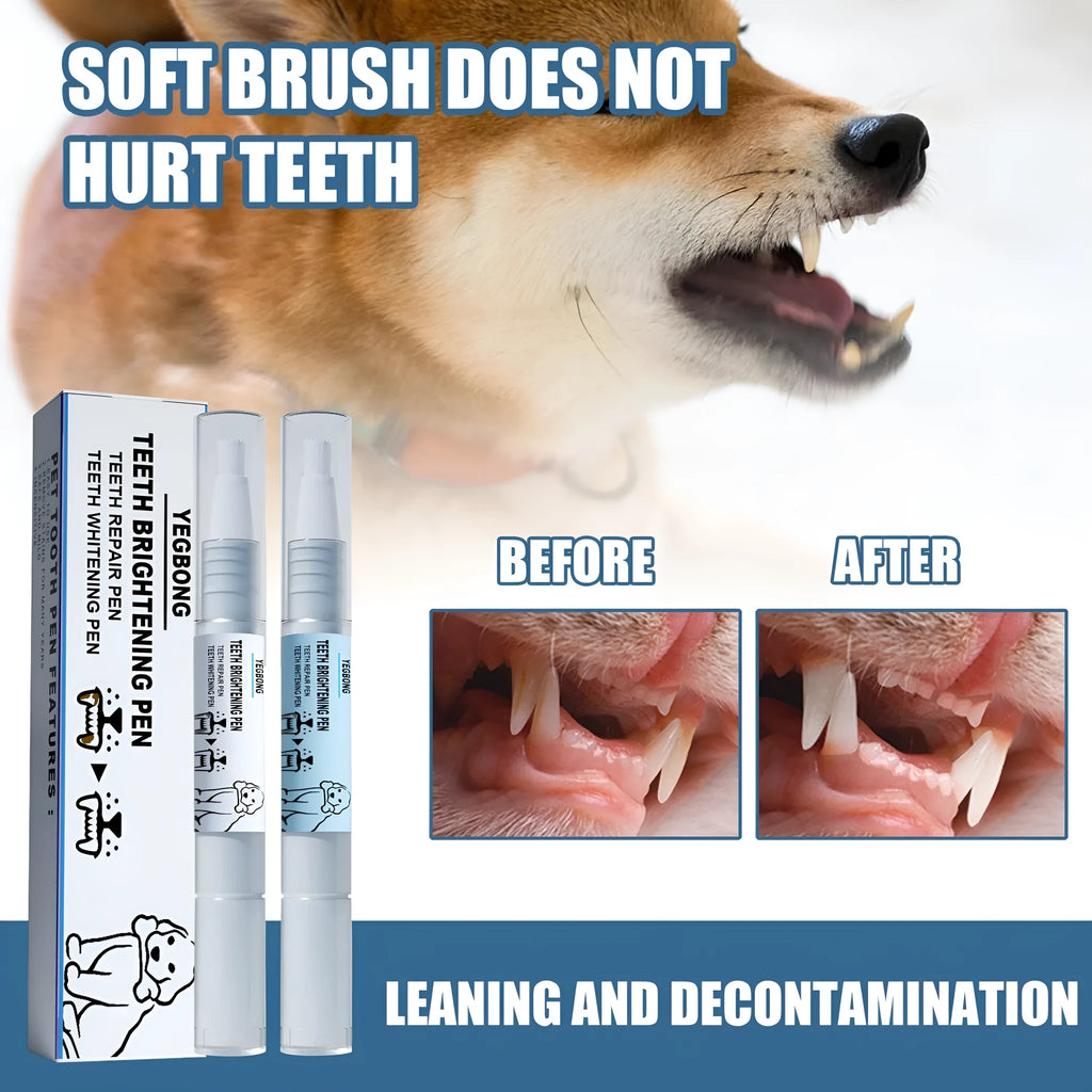 Yegbong pet teeth whitening pen kit with two 3ml pens and dental brushes for dogs and cats