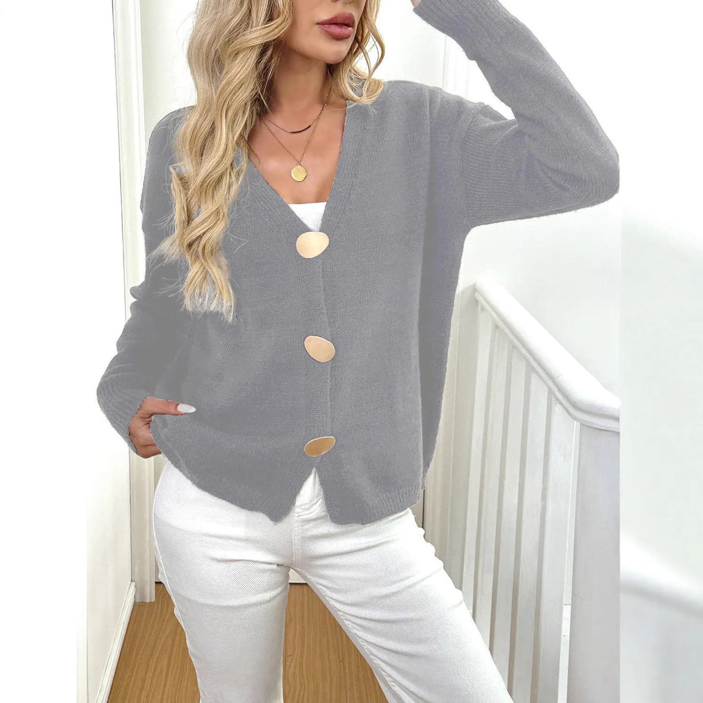 Women's black deer plush long sleeve sweater coat with princess sleeves in street hipster style.