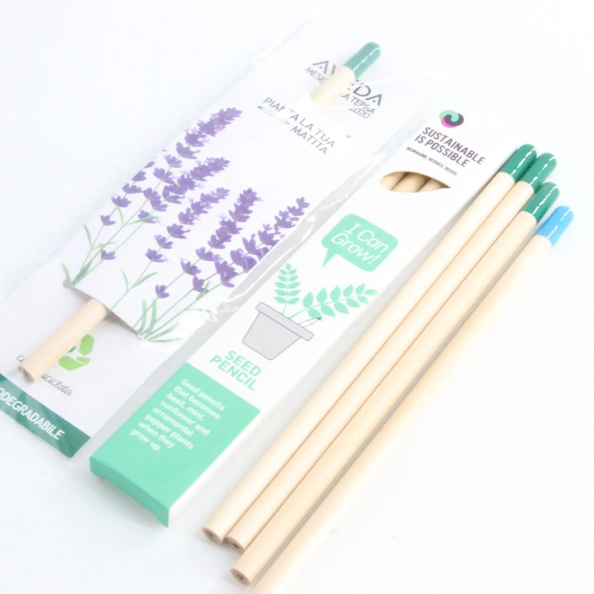 Seed Pencil with HB refill and coloured degradable capsule containing plant seeds.