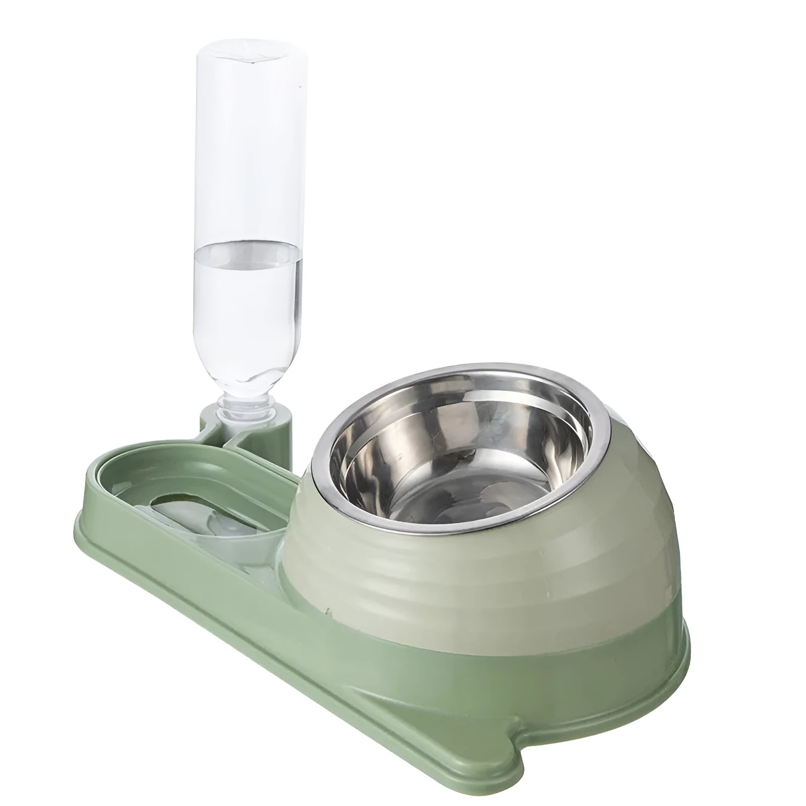 Elevated pet food bowl with automatic water dispenser in food-grade BPA-free materials