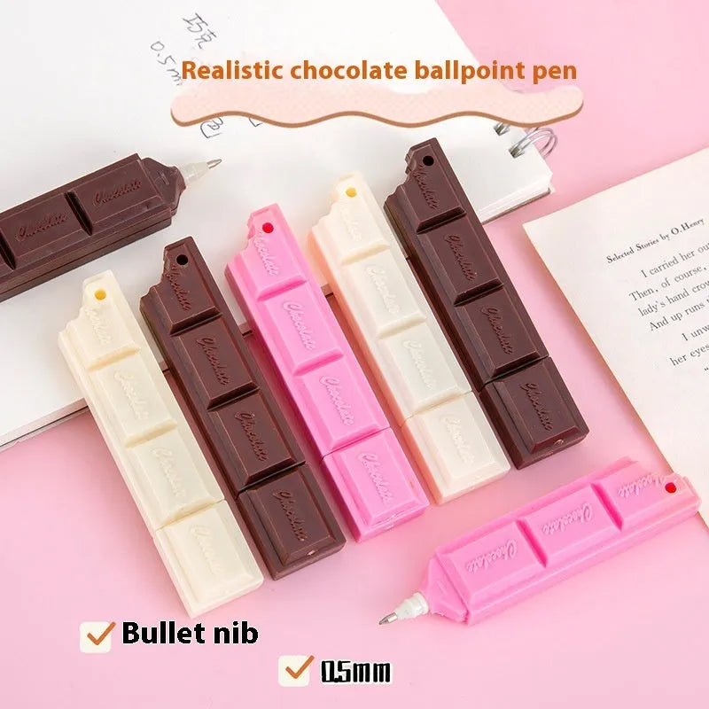 Cartoon chocolate-themed ballpoint pen with plastic body and 0.5mm tip.