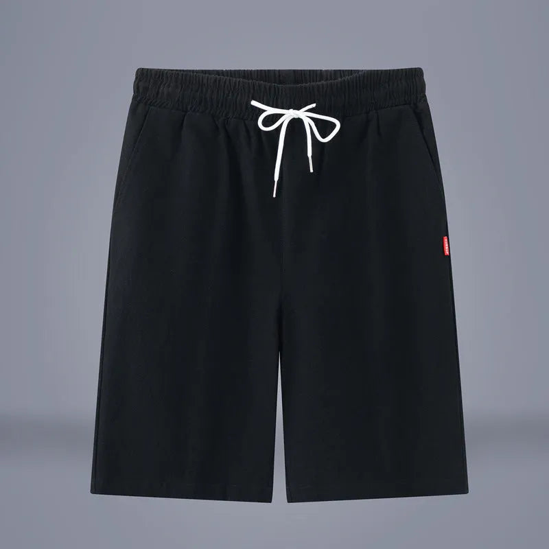 Cotton and linen cropped summer pants in a solid colour with a drawstring waist.