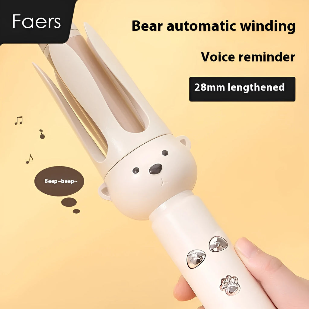 Beige anion automatic hair curler with FS-H208 negative ion technology and wired power supply