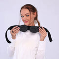 Grey outline Bluetooth sleeping eye mask with long eyelashes design and polyester eye cover