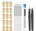 MK8 brass 3D printer nozzle and stainless steel cleaning pin kit for Ender 3 and CR-10.