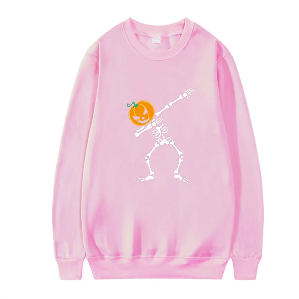 Women's printed cotton crew neck long sleeve top in multiple colours on a hanger.