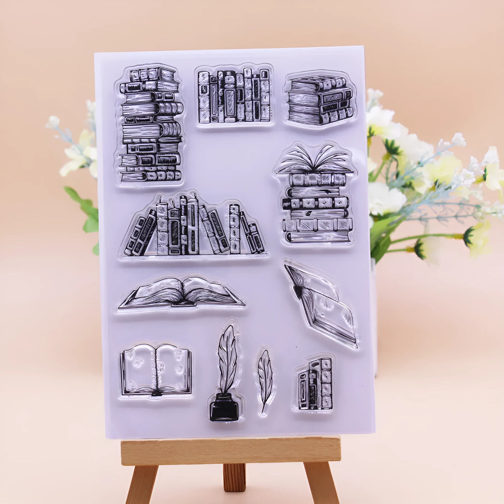 White seal pattern transparent silicone stamp with self-adhesive backing measuring 11 by 16 centimetres
