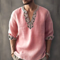 Short sleeve striped shirt in bamboo hemp fabric with European and American sizing