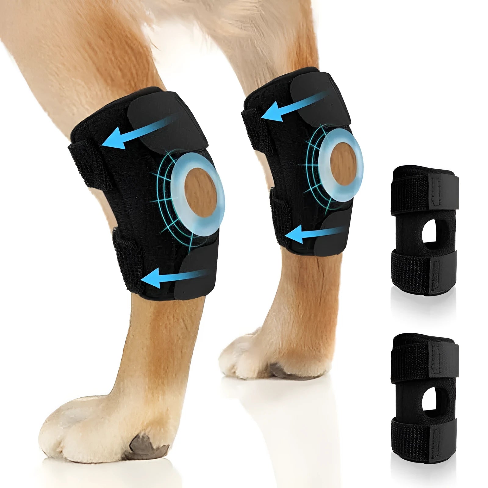 Black polyester dog leg guard for ACL rehabilitation and joint protection with adjustable sizing