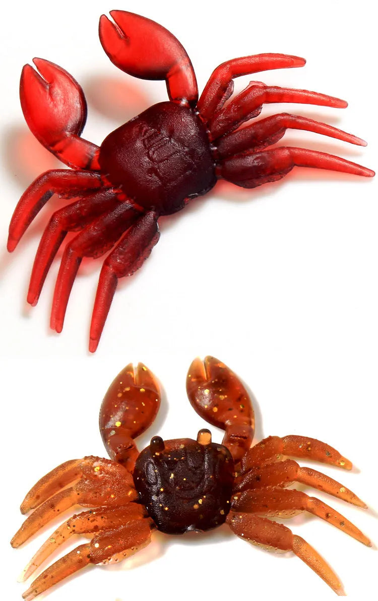8 cm PVC crab fishing lure in red and brown colour options