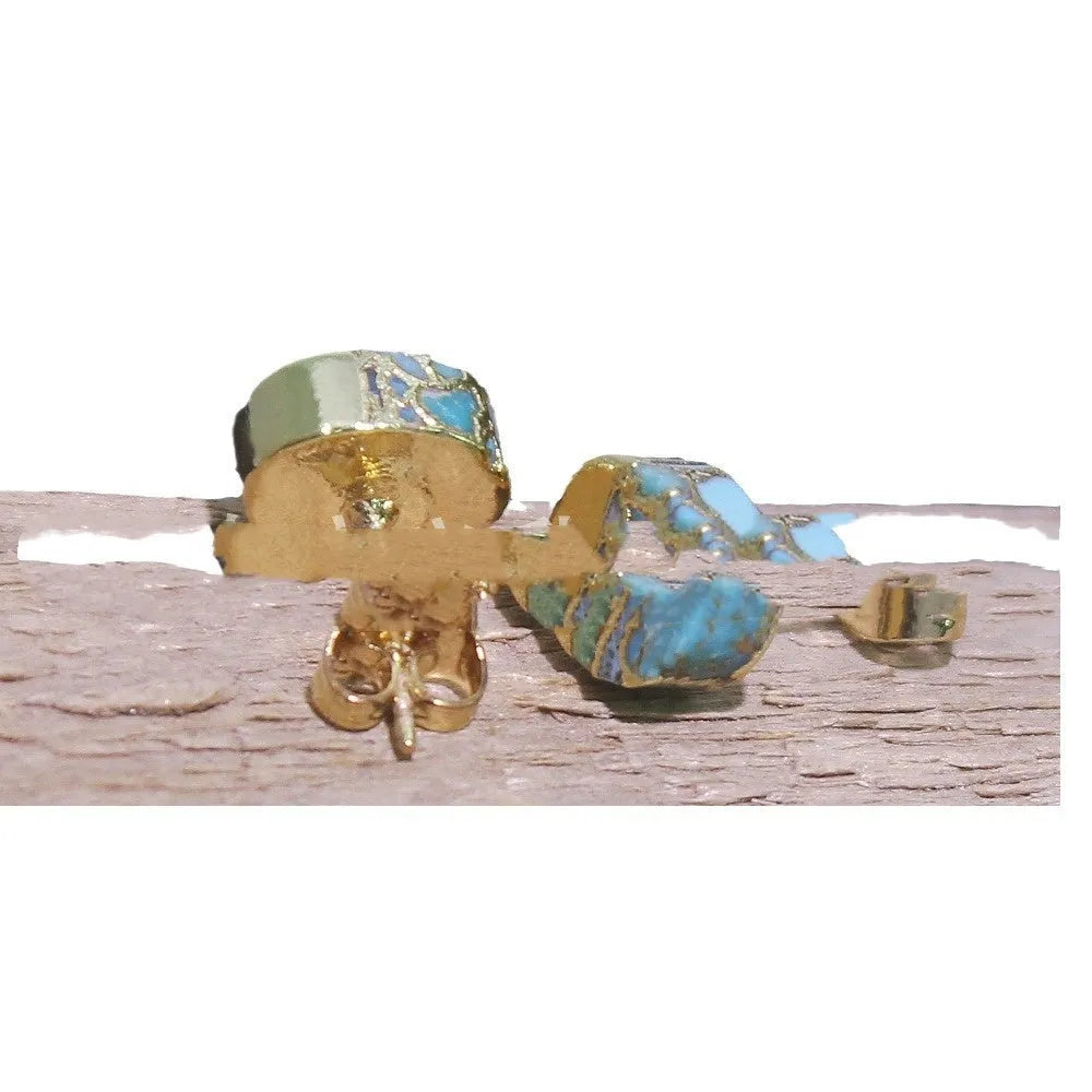 Natural stone bohemian style stud earrings with irregular-cut ER1031 colour stones