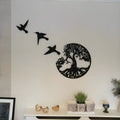 Black iron decorative wind chime wall hanging with a modern simple design.