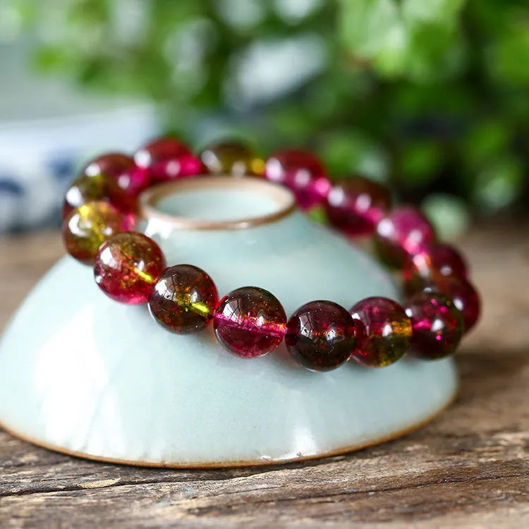 Women's watermelon crystal handmade bracelet showing pastoral design in casual style