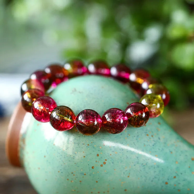 Women's watermelon crystal handmade bracelet showing pastoral design in casual style