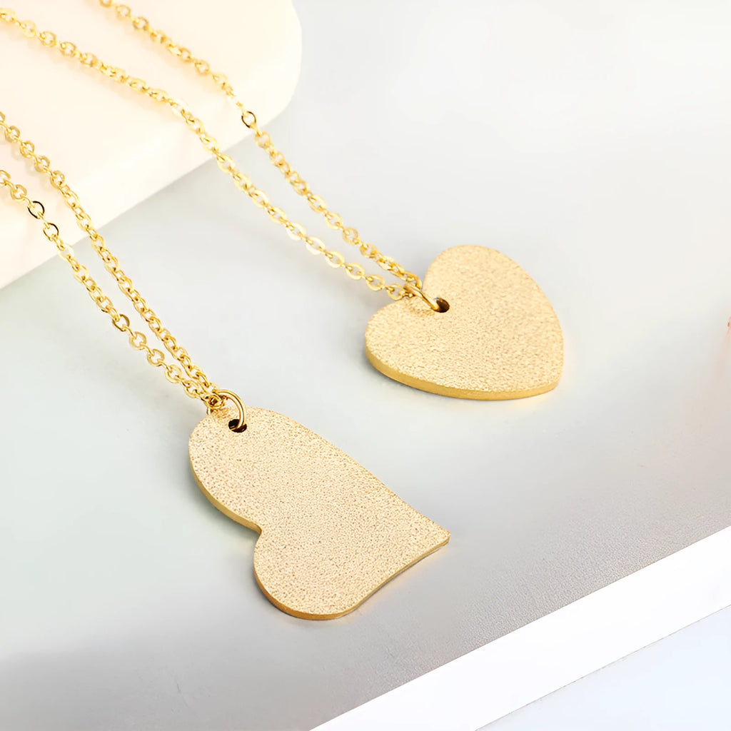 Women's titanium steel heart-shaped pendant necklace with geometric design in KN25736Z colour