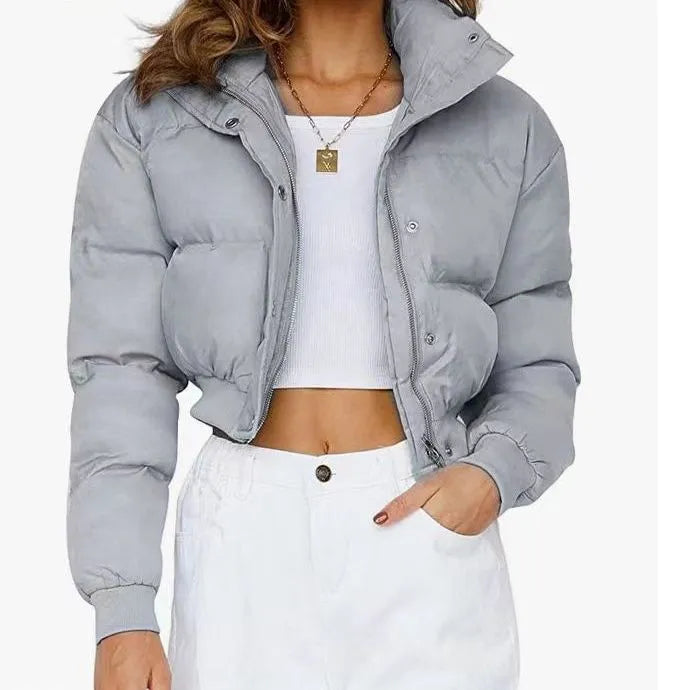 Women's loose fit polyester leisure jacket in blue colour with long sleeves