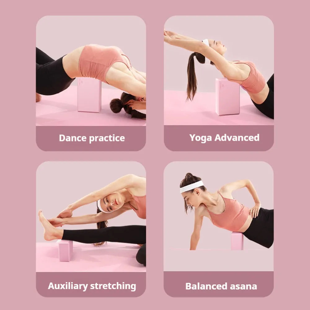 Solid colour EVA foam yoga block with hexagonal ridges for grip