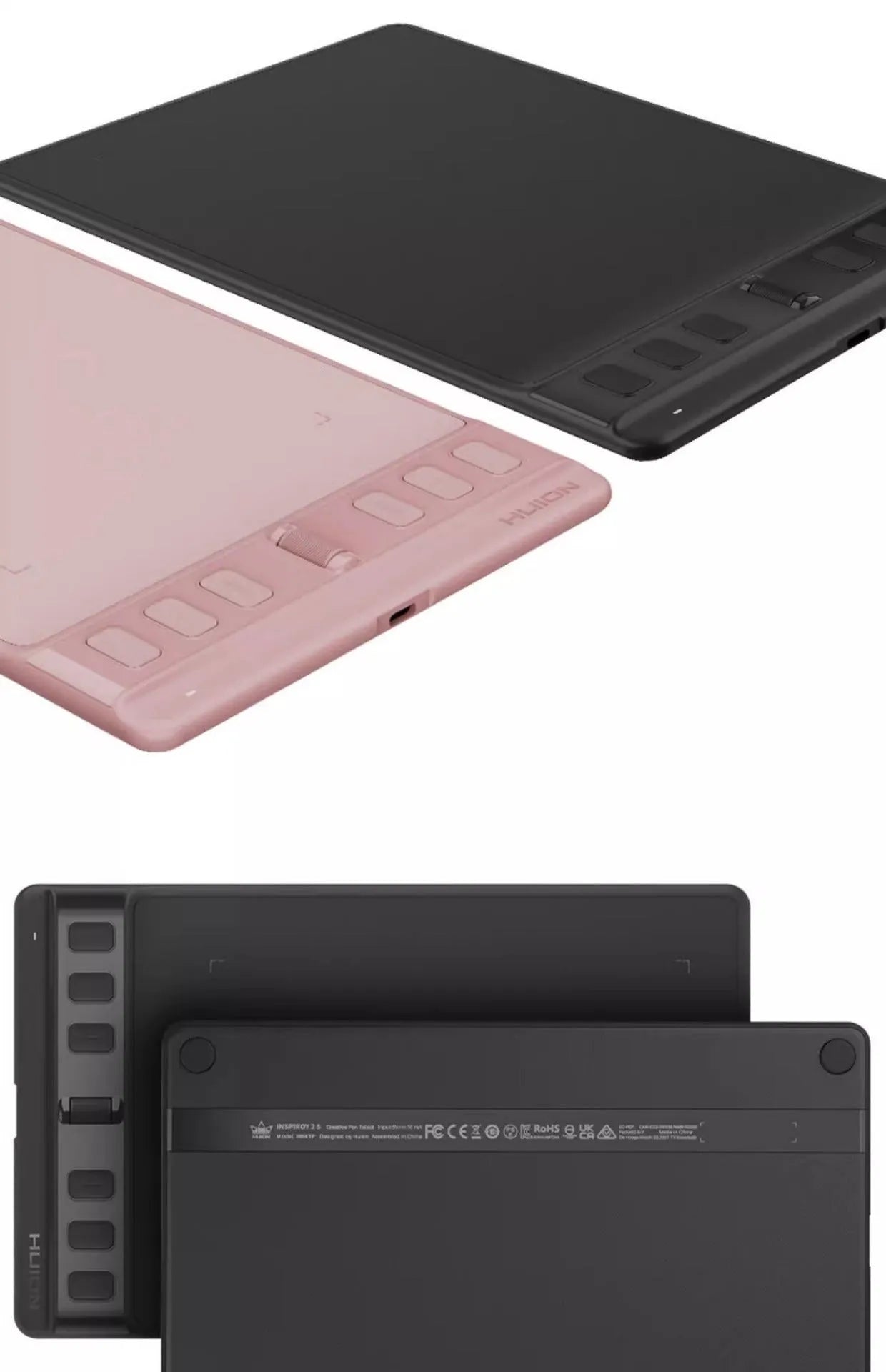 Hua Wang H641P drawing tablet with digital pen in black or pink with 8192 pressure levels
