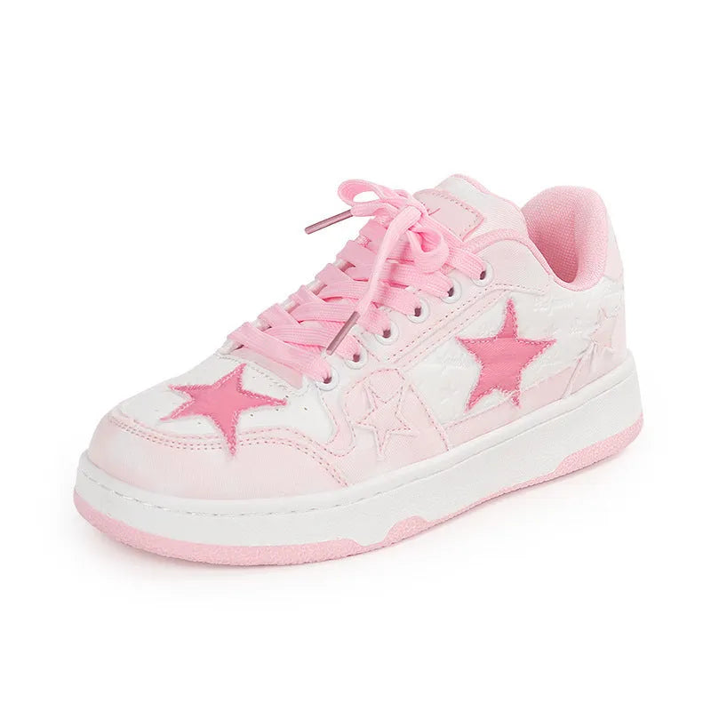 Unisex denim skateboard shoes with round toe and lace-up closure in black, green, or pink